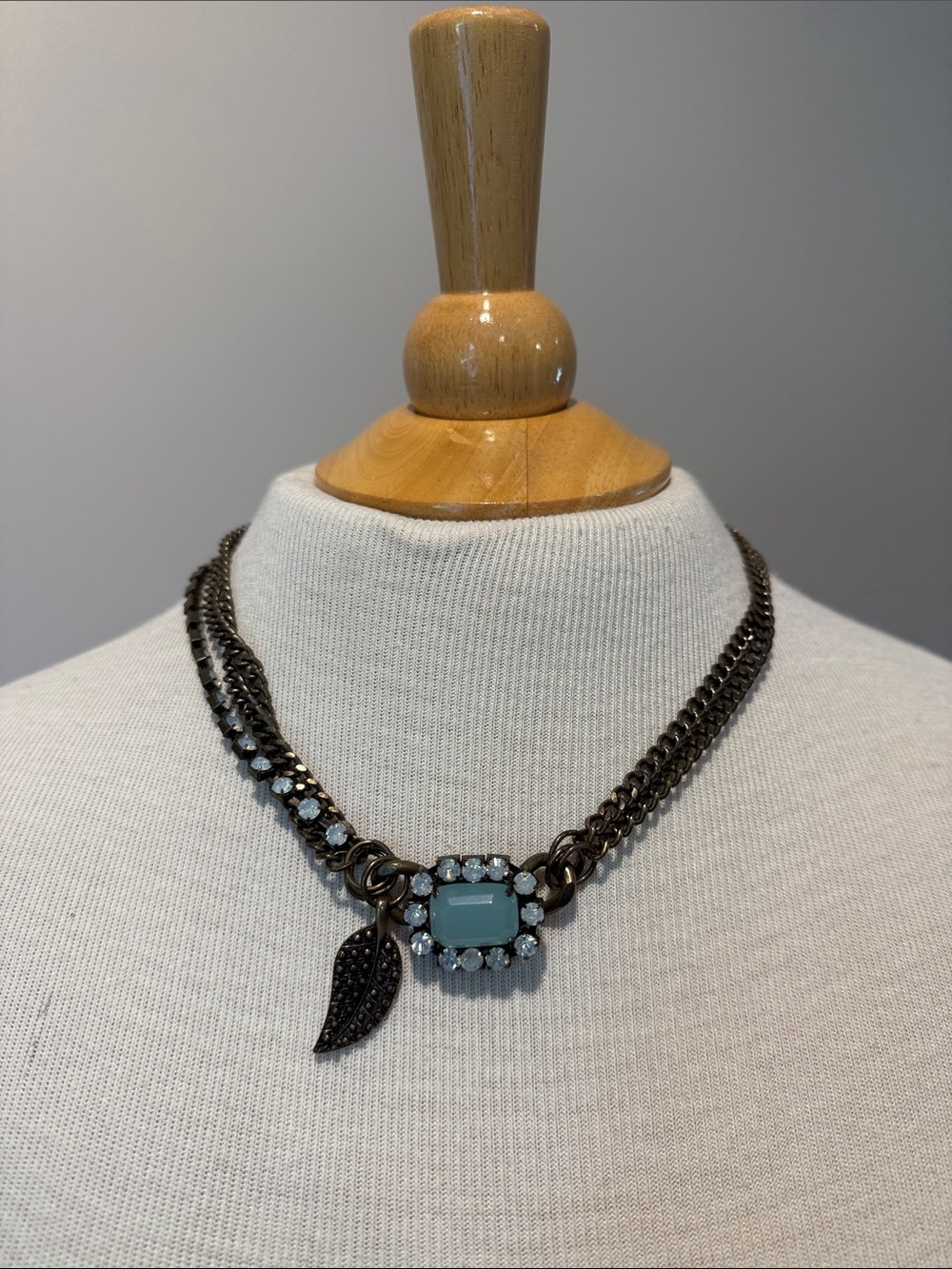 Blue Stone and Crystal Accent Statement Necklace - Women Jewelry
